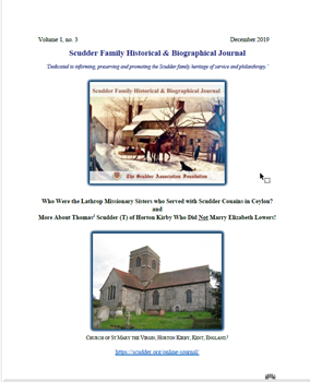 Scudder Family Historical & Biographical Journal, volume 1, no. 3 (December 2019)