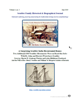 Scudder Family Historical & Biographical Journal, volume 1, no. 2 (June 2019)