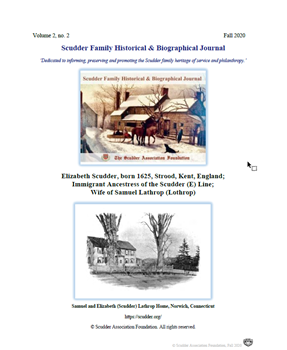 Scudder Family Historical & Biographical Journal, volume 2, no. 2 (Fall 2020)