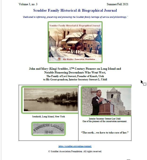 Scudder Family Historical & Biographical Journal 3 no 3 Summer/Fall 2021