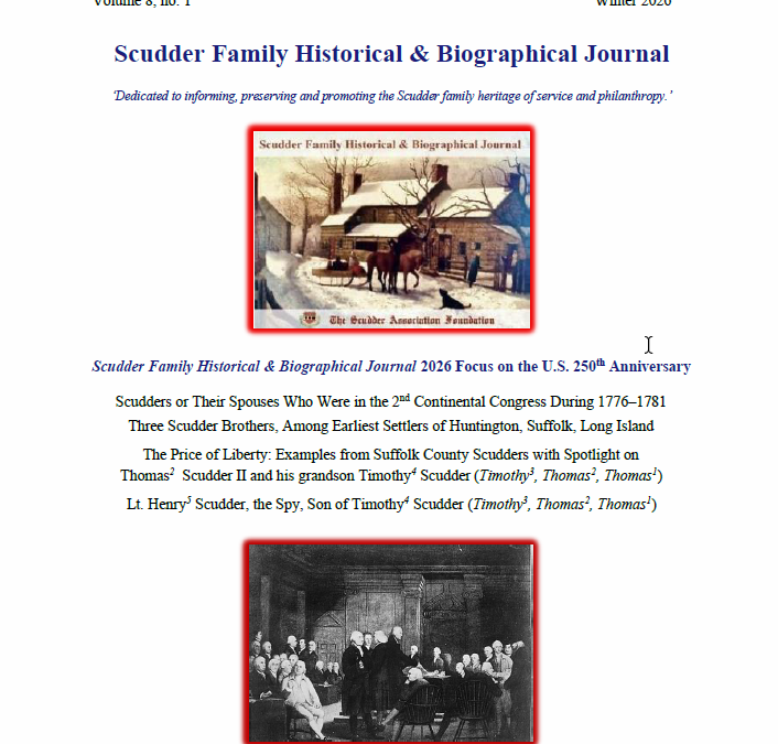 Scudder Family Historical & Biographical Journal, volume 8 no 1